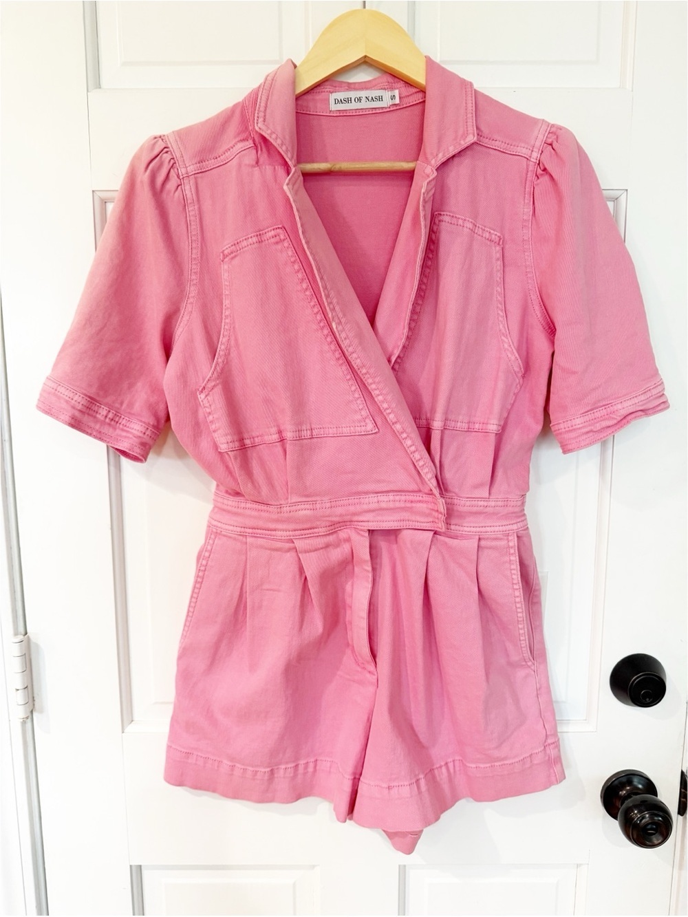 Dash Of Nash Denim Jumpsuit Womens Medium Western Belted Utility Retro Cowgirl - Picture 2 of 11